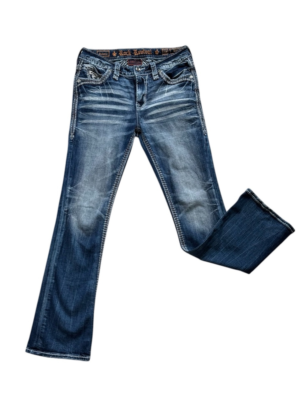 Rock Revival Sidonie Distressed Embroidered Boot Cut Jeans
